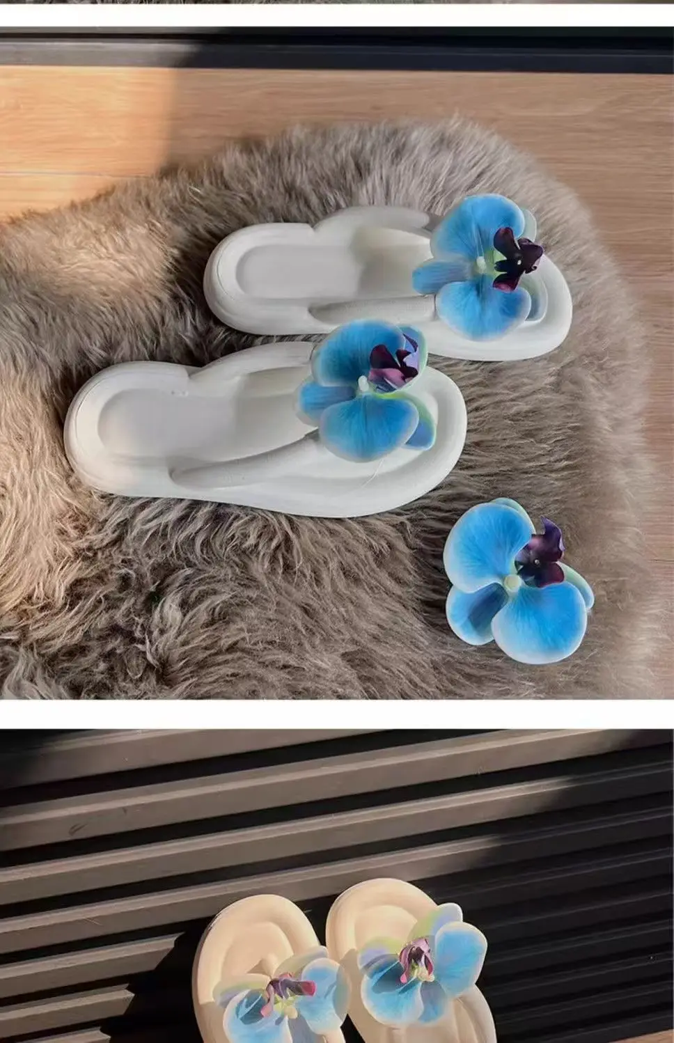2026 Süße Sommer-Schmetterlingsorchideen-Slipper Elegante Damen-Sandalen für den Strand Rutschfeste Urlaubs-Damenschuhe Strand-Flip-Flops – Detail 6