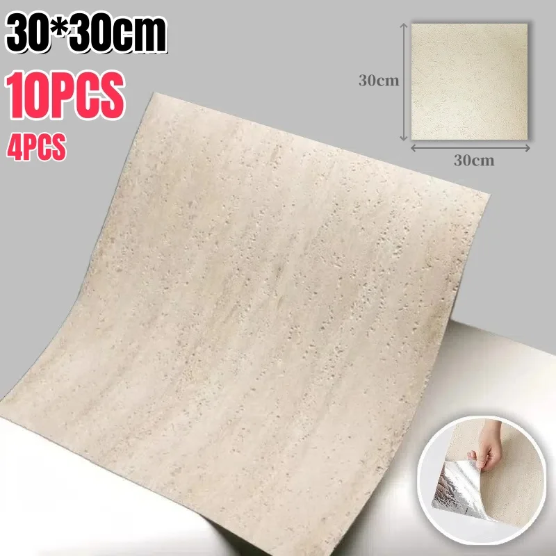 

Foam Wall Panel Faux Travertine Self-Adhesive Wallpaper Slate Texture Wall Stickers Home Decor Restaurant Living Room Bedroom