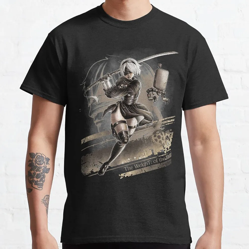 

Nier Automata Game of the Yorh Anime T shirt Sexy Waifu 2B The Weight of the World graphic t shirts 100% cotton large size tops