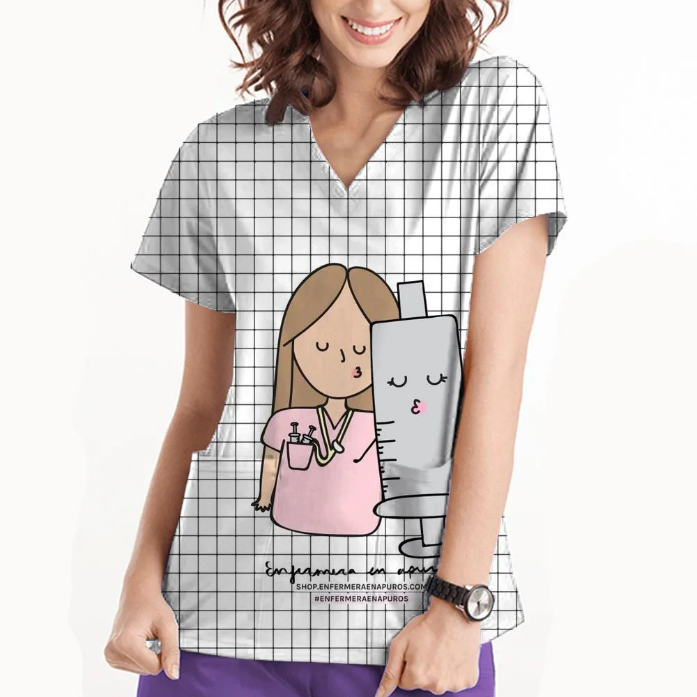 歯科スクラブ綿プリント V ネック半袖シャツ高品質看護師制服女性ペットクリニック医師作業服メンズスクラブ