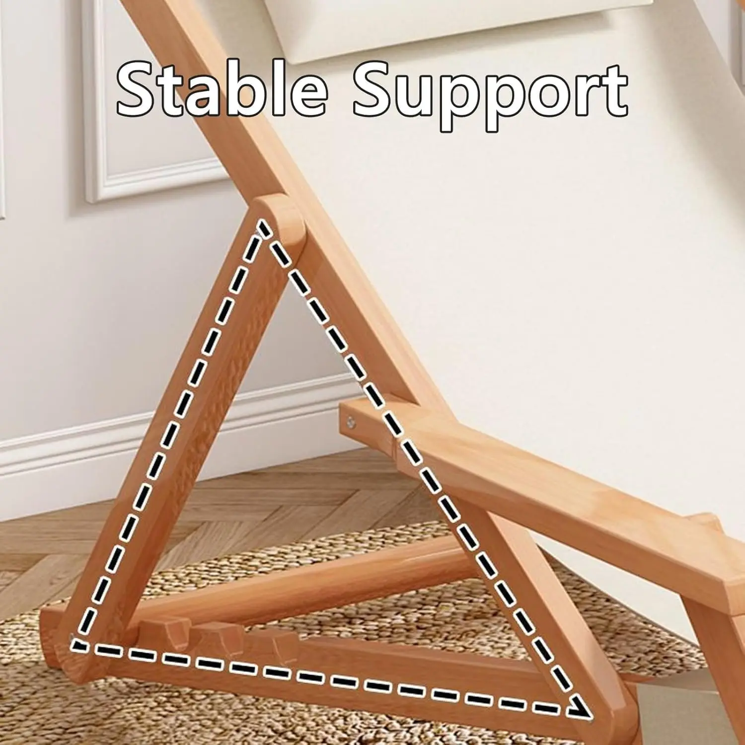 كرسي فناء قابل للطي قابل للتعديل - كرسي استرخاء خشبي للشاطئ في الهواء الطلق مع 4 أوضاع للاستلقاء والجلوس المريح