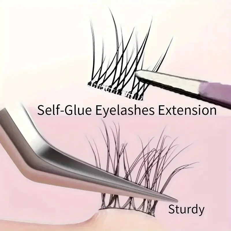 비접착식 속눈썹 북, 셀프 접착식 인조 속눈썹 288개 클러스터 - C 컬, 12mm 피쉬테일 디자인, 자연스러운 크로스 스타일