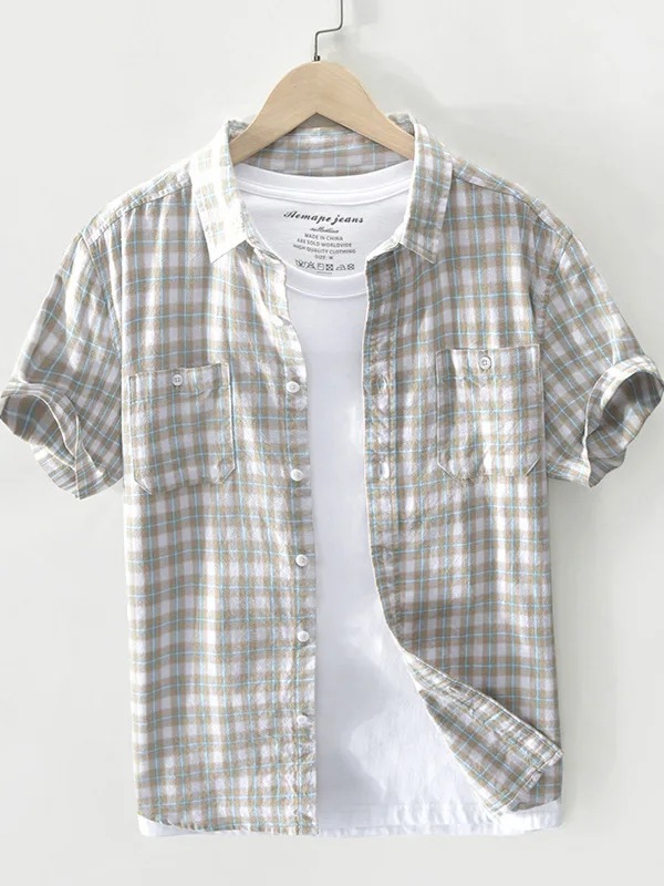 

Мужская приталенная хлопковая клетка ort Sve Свободная повседневная тонкая рубашка с квадратным воротником Молодежная дышащая f Sve irt