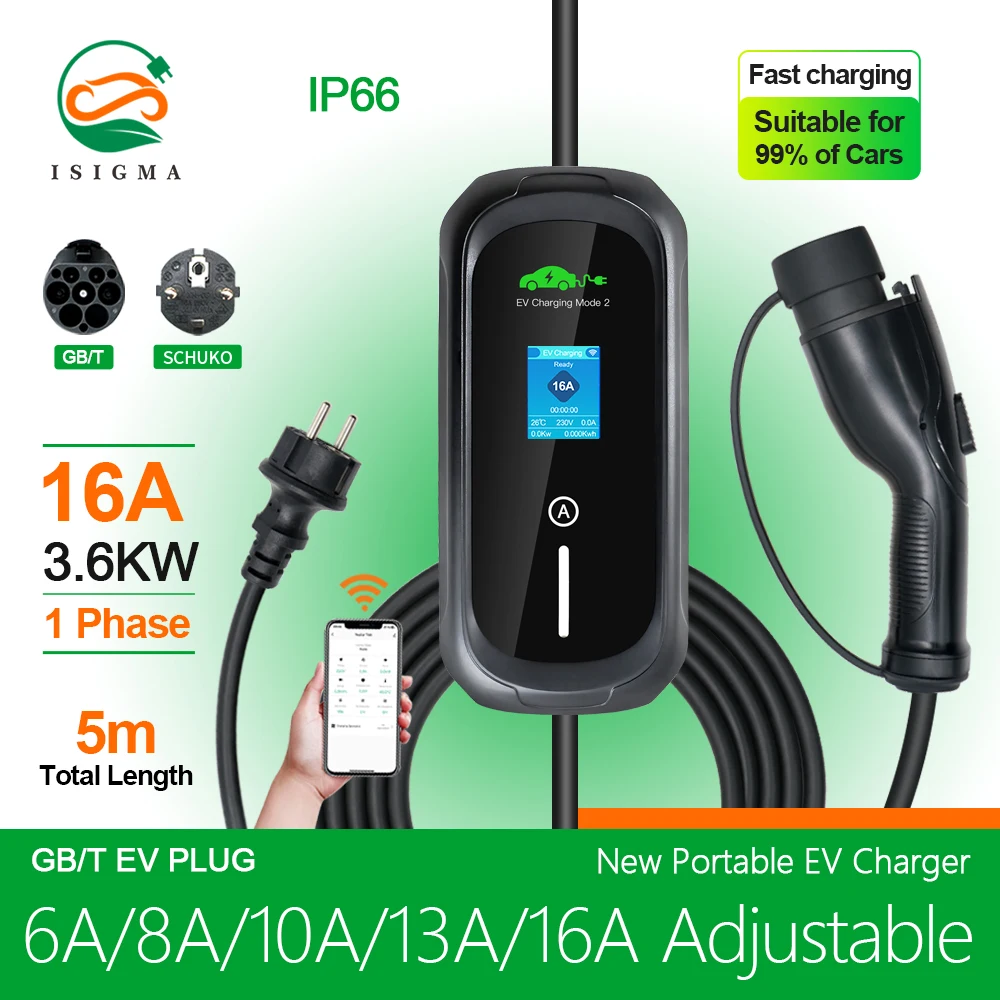 Custom Original Factory New Arrival APP Control 3.6kw Type 2 Gbt Ev Charger 16a J1772 Type 1 Ev Charger for Electric Vehicle