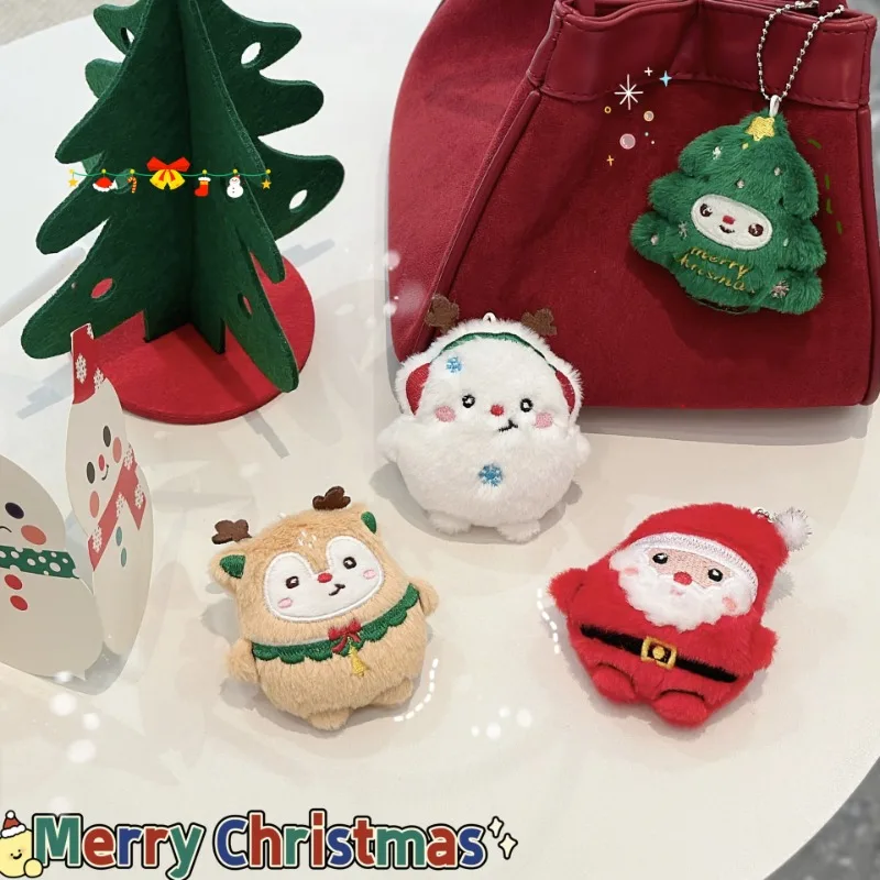 

Mini Cute Plush Christmas Keychain Doll Cartoon Santa Claus Bag Holder Decorative Hanging Ornament Creative Christmas Kids Gifts