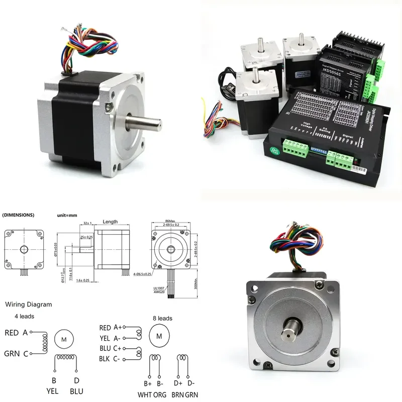 Motor paso a paso híbrido de 2 fases JK86HS67-5904/1.8 Grados 86mm NEMA34 / Motor paso a paso Nema34 de alto torque