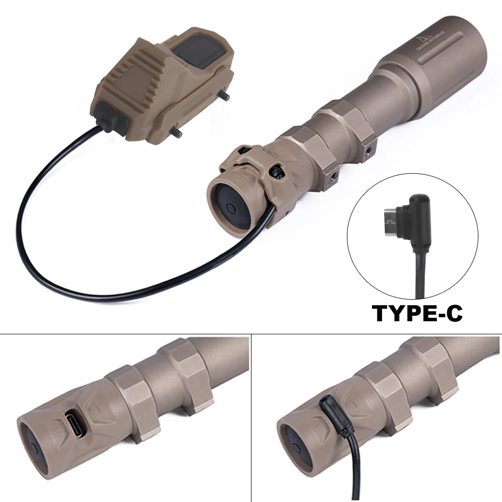 TYPE-C Flashlight Tail Cap for Surefir M300 M600 Scout Light wit AXON MOD Wire Switch PEQ15 Dual Function Remote Pressure Switch