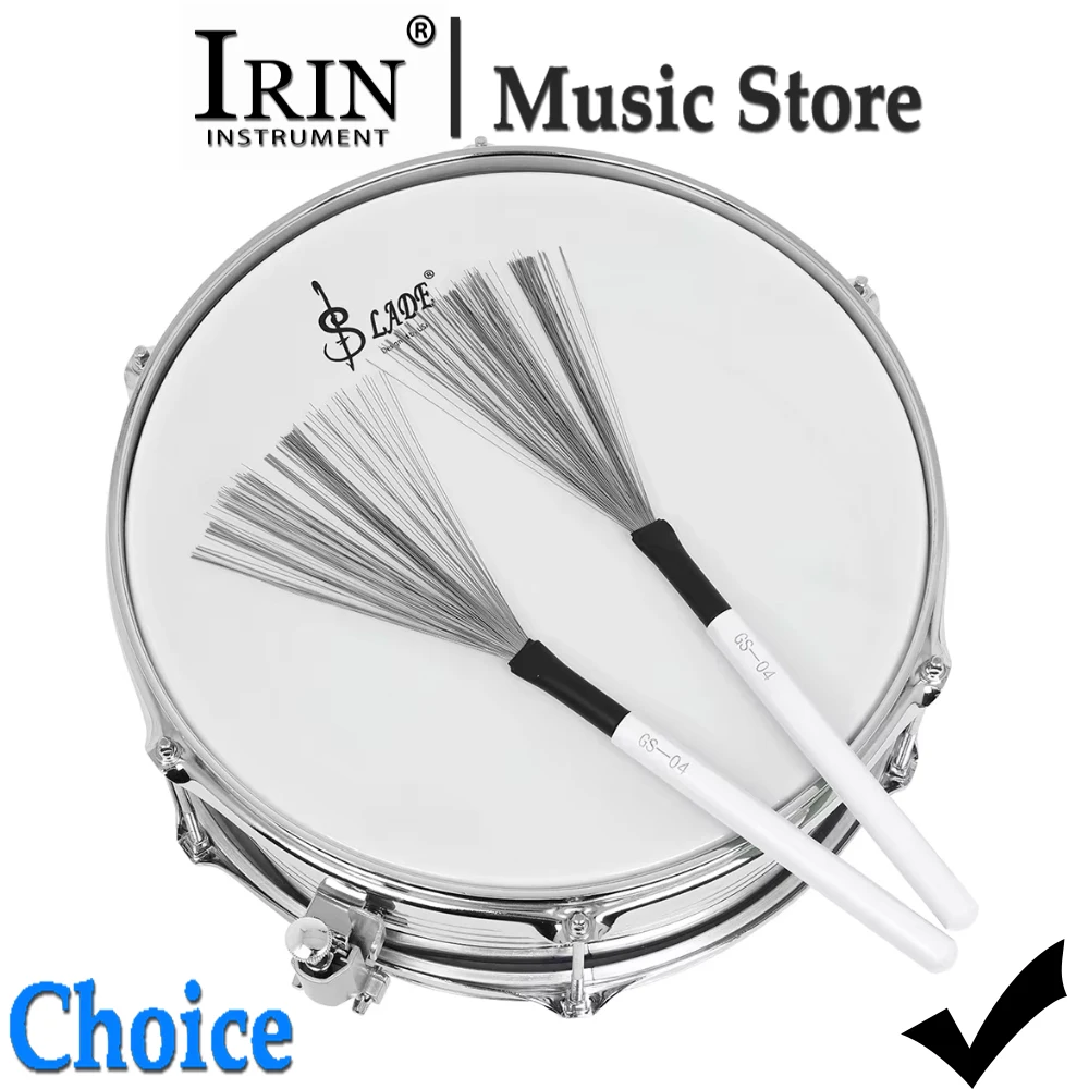 IRIN 1 Paar Trommelbürsten aus Metall, Spezialmodell im Jazz-Stil, einziehbare Musikwerkzeuge, Trommelstöcke, Percussion-Instrumententeile