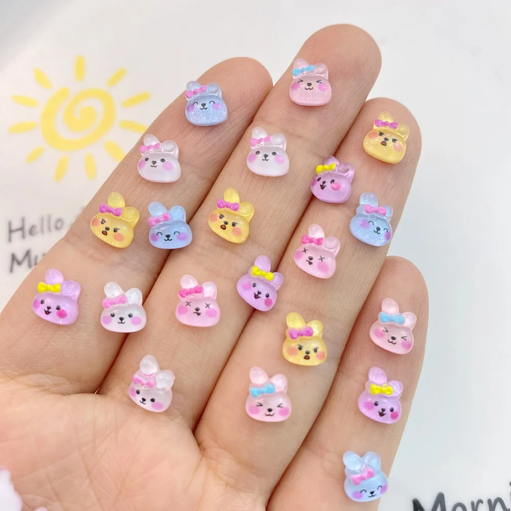 50Pcs New Cute Cartoon Little Rabbit Animal Kawaii Girl Heart Decorative Accessories Super High Face Value Nail Decoration