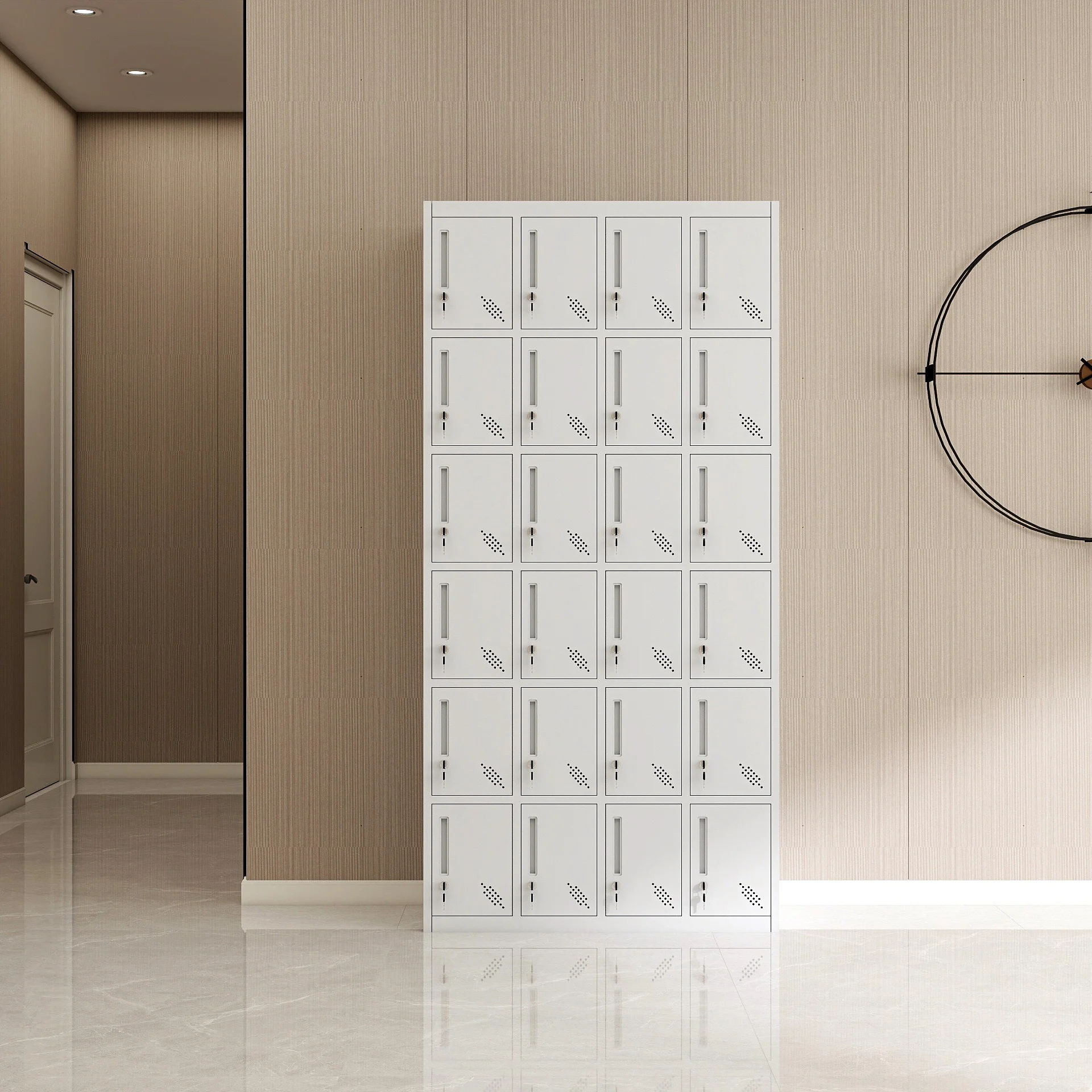 24-Door Steel Wardrobe Freestanding Hotel Gym School Metal Steel Storage Locker With Modern Design