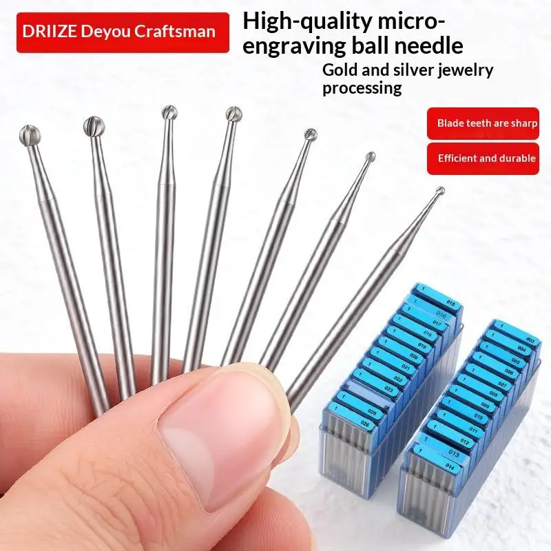 6pcs 0.3-2.3mm Ball Burs Hss Jewelry Engraving Carving Knife 2.35 Shank Olive Amber End Mill Router Bit Wood Milling Cutter