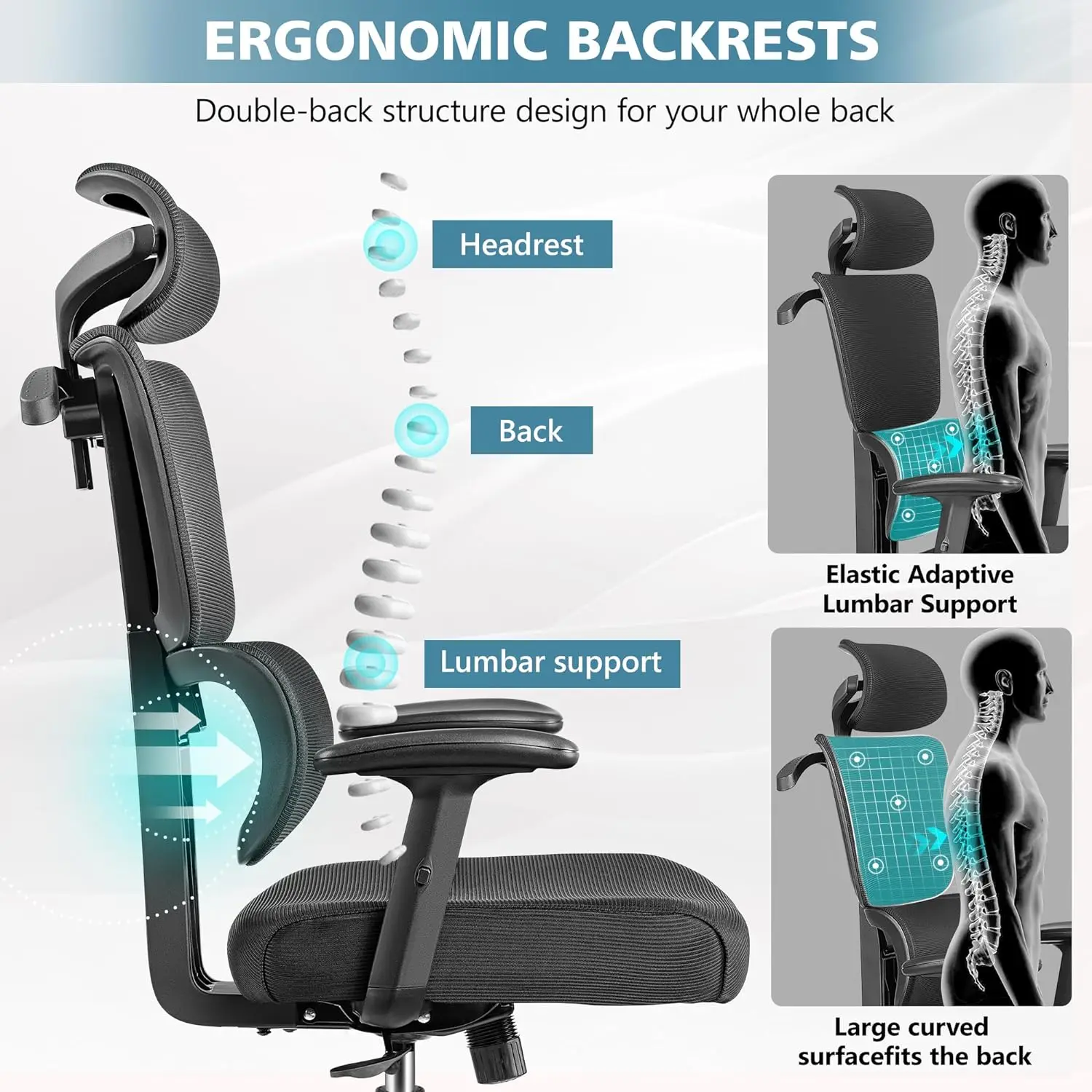 Escritorio ergonómico para juegos de ordenador, silla de oficina grande y alta con soporte Lumbar, espalda alta