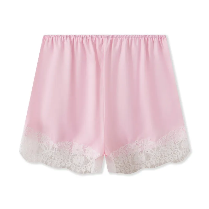 Y2k Women Silk Satin Shorts Lace Trim Patchwork Micro Mini Slip Shorts Low Rise Lingerie Pajamas Coquette Boxers Streetwear