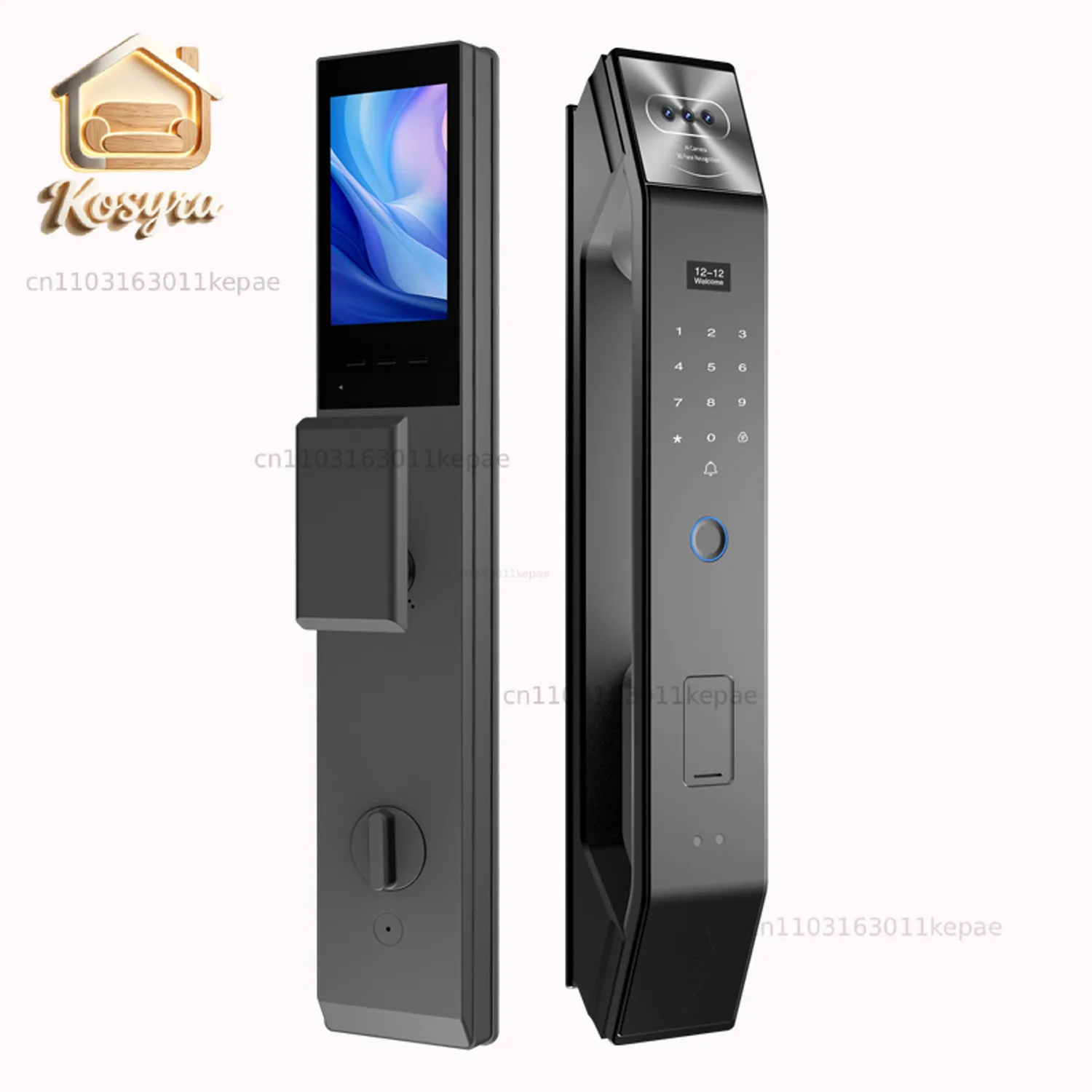 Facial Recognition Fingerprint Lock Household Anti-theft Door Smart Lock Home Door with Monitoring Password Lock Wooden Door