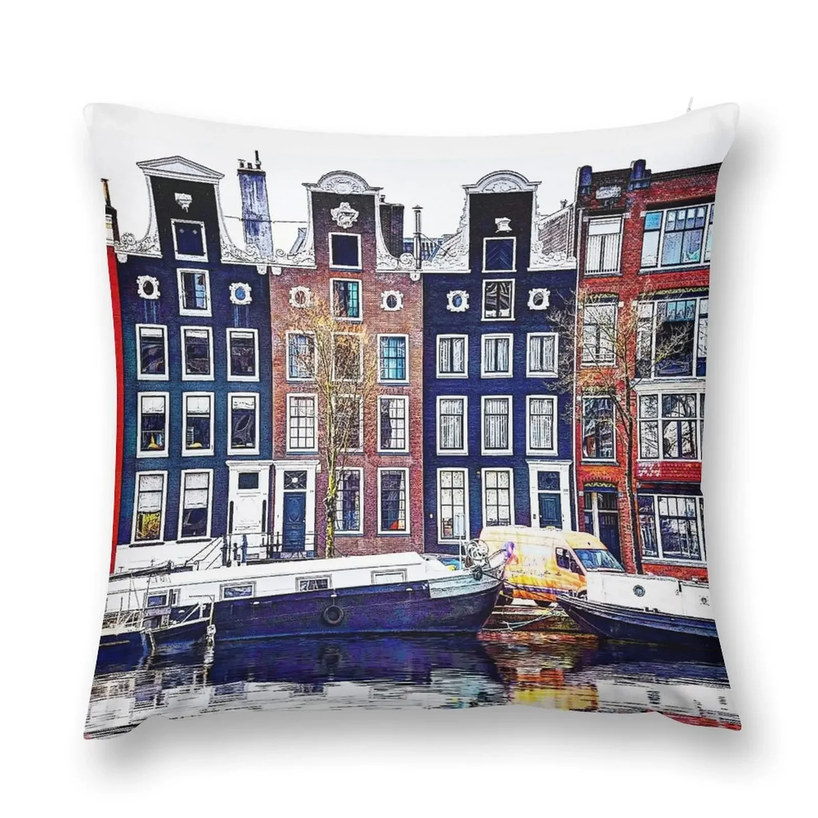 

Canal Houses Amstel Amsterdam Netherlands Throw Pillow Cushion Cover Set Decorative pillow case pillow pillowcase