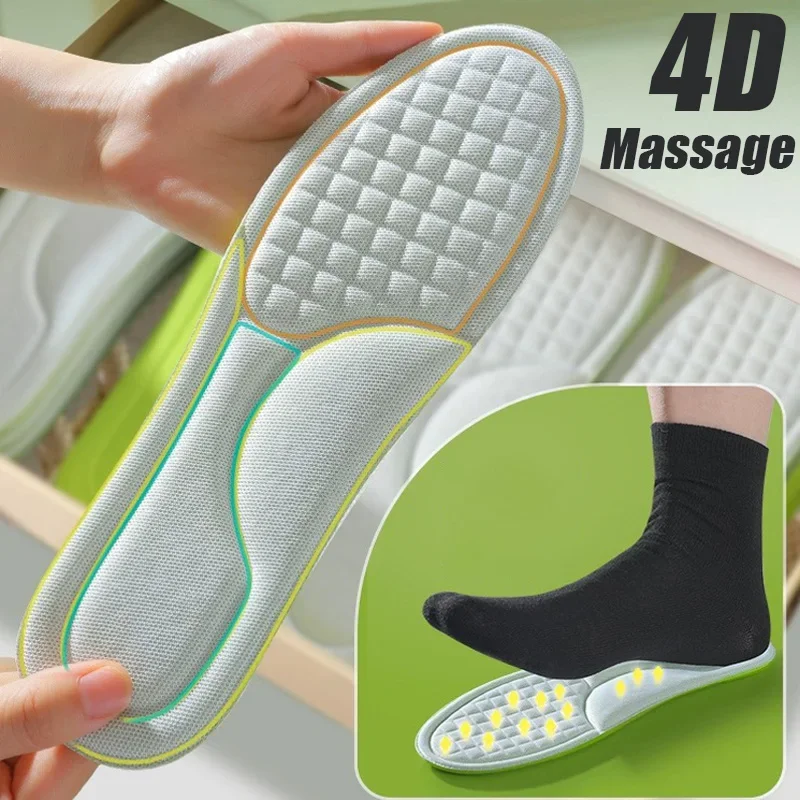 4D Nano Memory Foam Insoles Carbon Antibacterial Deodorant Shoe Pads Men Women Sport Insole Sweat Absorption Running Cushion