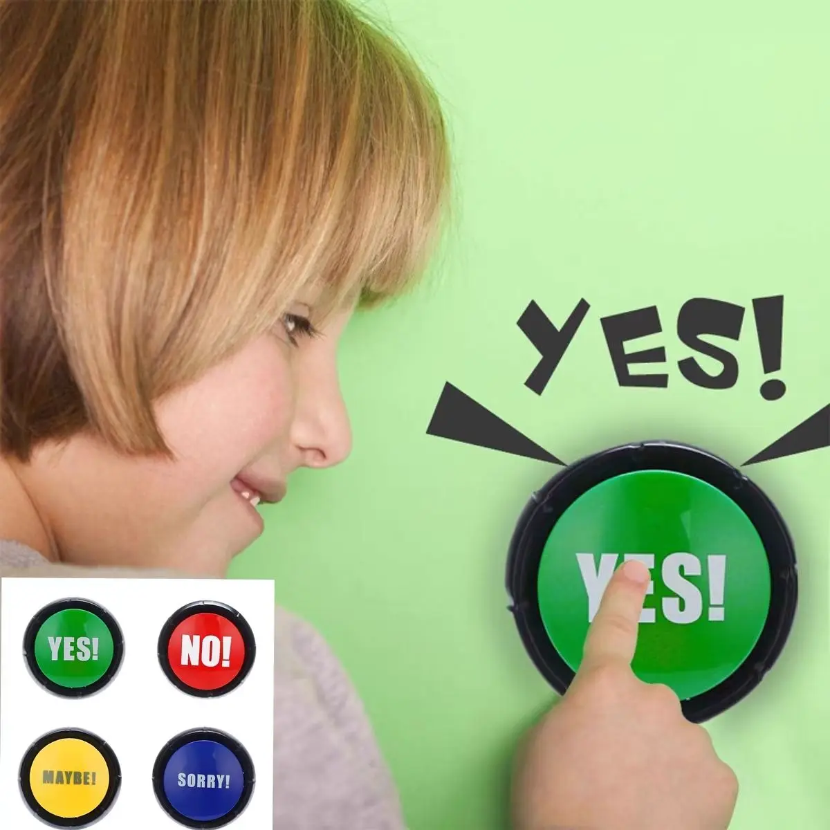 

New Funny Talking Button No Sorry Yes Sound Party Button Bullshit Maybe Toys Home Office Party Gag Funny Toy For new Vocal toys