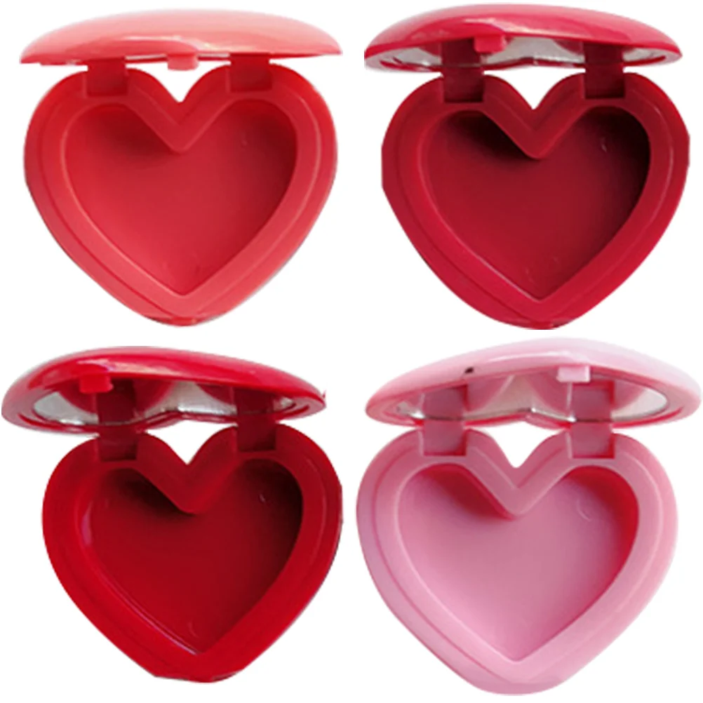 4 Pcs Heart Lipstick Case with Mirror Refillable Tray Empty Eyeshadow Holder Travel