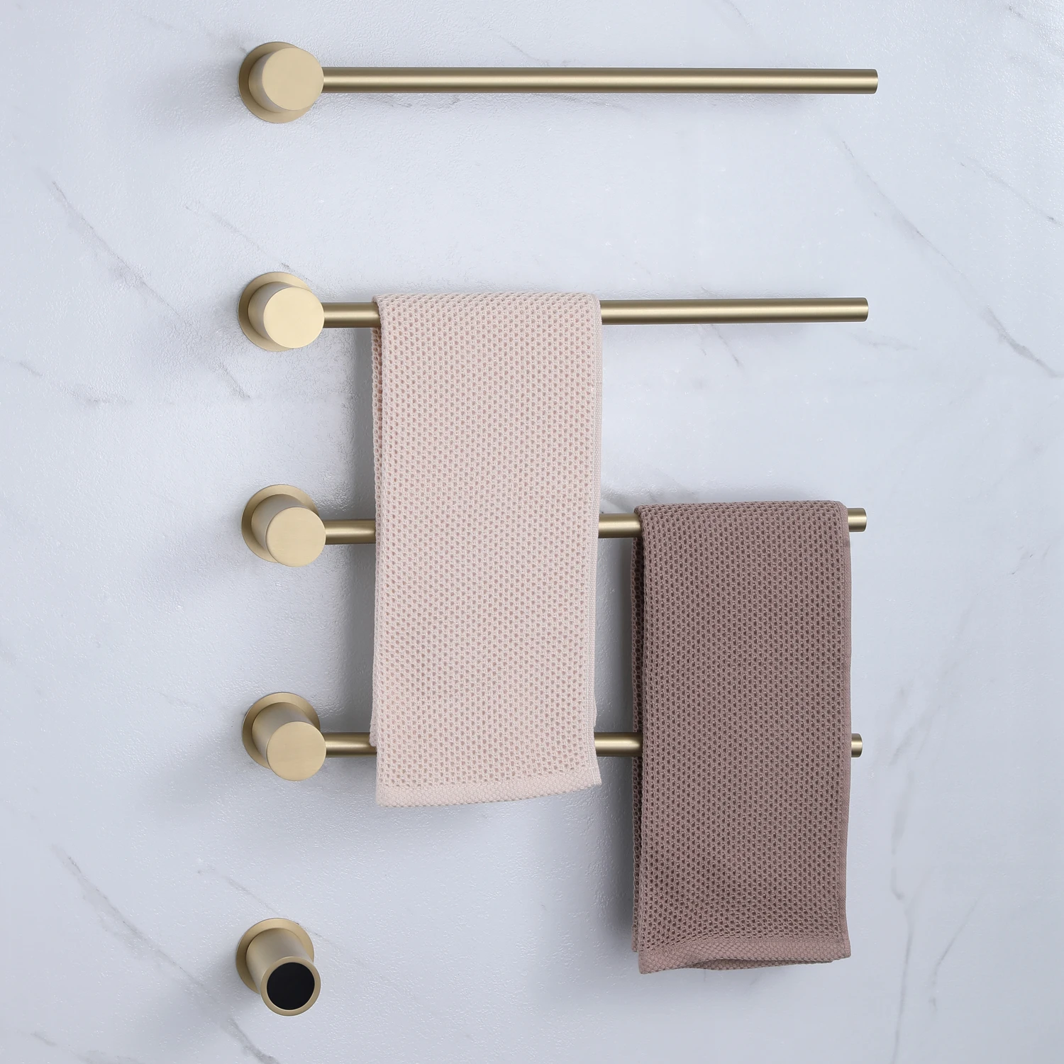 Premium Concealed Quick Towel Heater Drying 4 Bars Rack Stainless Steel Bathroom Electric Heated Brushed Gold Towel Warmer Rail