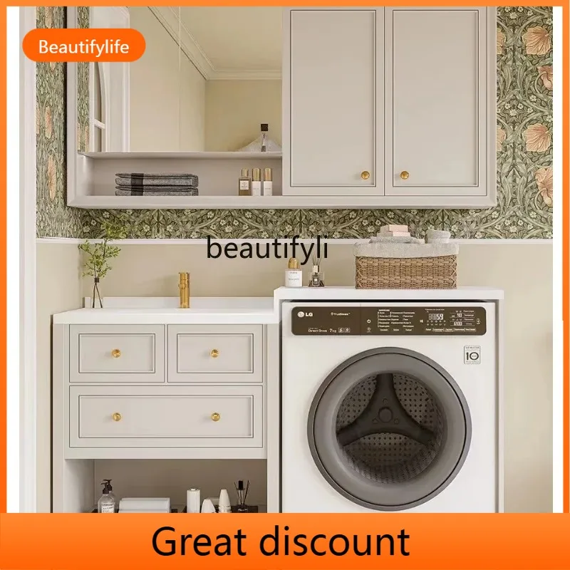 QQ45 French Retro Washing Machine All-in-One Cabinet Flip Bathroom Cabinet Combination Wash Inter-Platform Basin