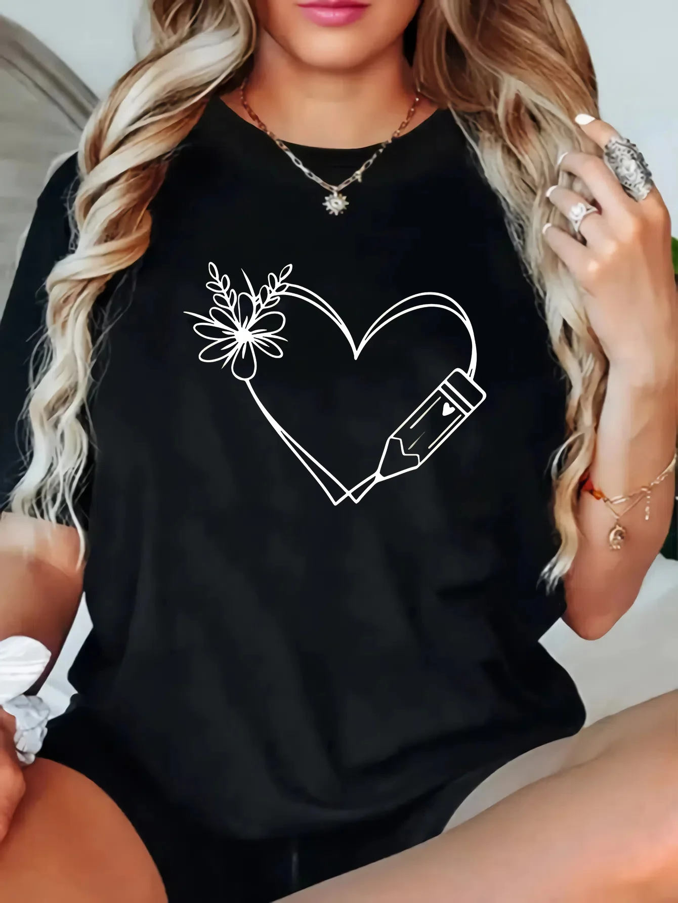 

Женские модные очки с изображением сердца фламинго в стиле Харадзюку, повседневная футболка с короткими рукавами, одежда, уличные топы, футболки, эстетичная одежда