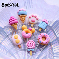 8pcs Ice Cream Fridge Magnet, Pink Mini Resin Magnetic Refrigerator Stickers,Cute Magnets Home Decor Whiteboard Message Stickers