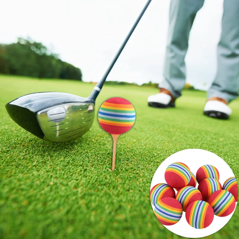 40mm EVA Foam Soft Rainbow Stripe Golf Training Balls Swing Golf Club Beginner Practice Training Aids Ball Indoor