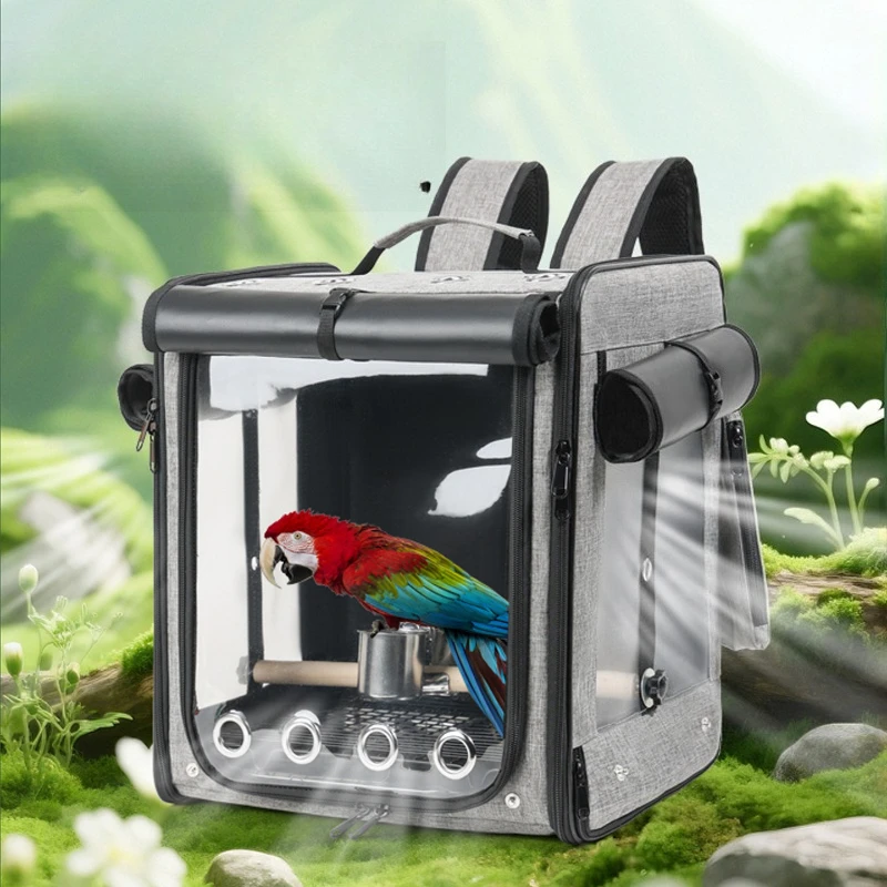 Portable Bird Cage Parrot Backpack Large Capacity Foldable Dove Parrot Handbag Outdoor Small Bird Carriers Pet Carrying Supplies