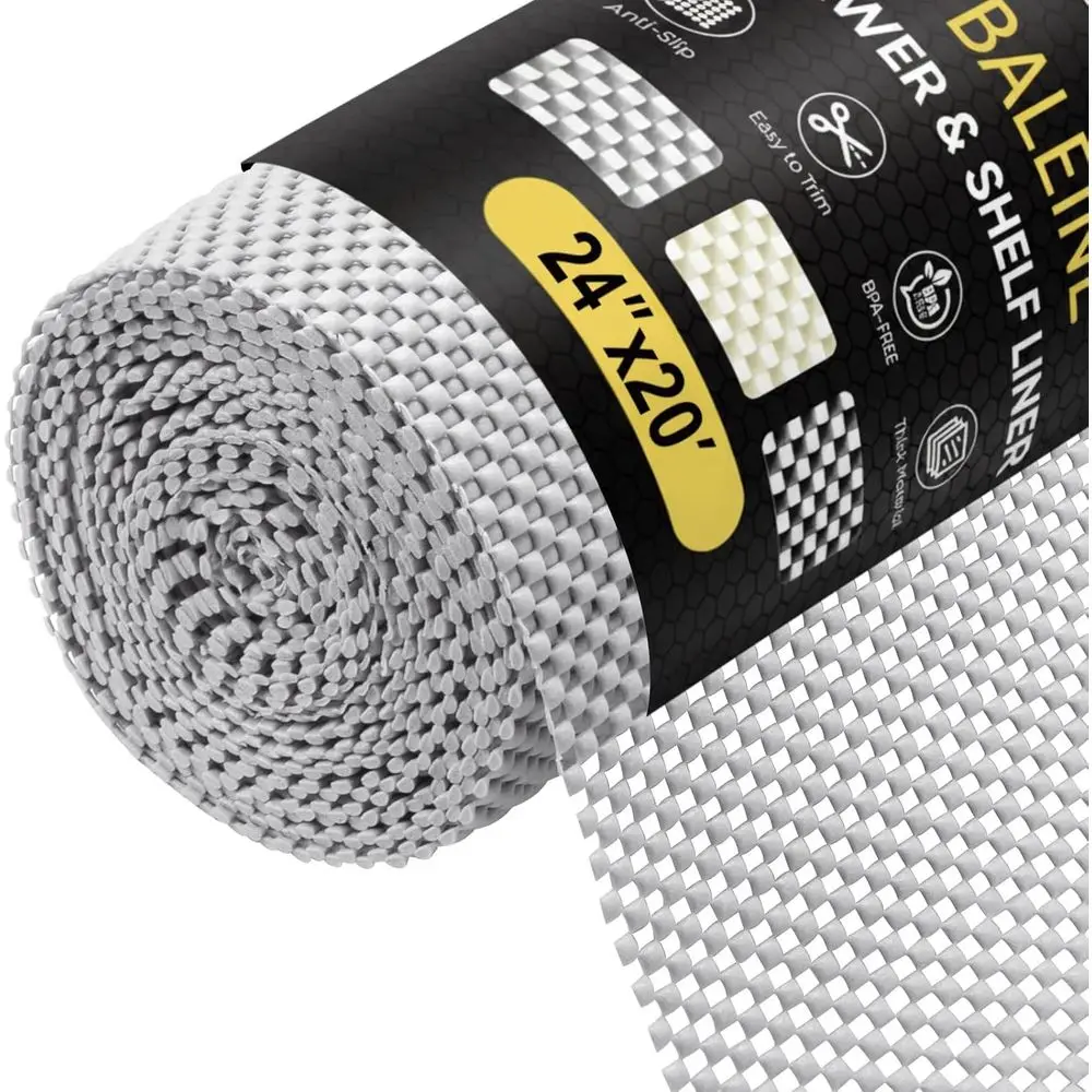 

Cabinet Liner, 24 in x 20 ft Non-Adhesive, Non-Slip Protect Desks, Cupboards, Shelves, Tableware (Gray)