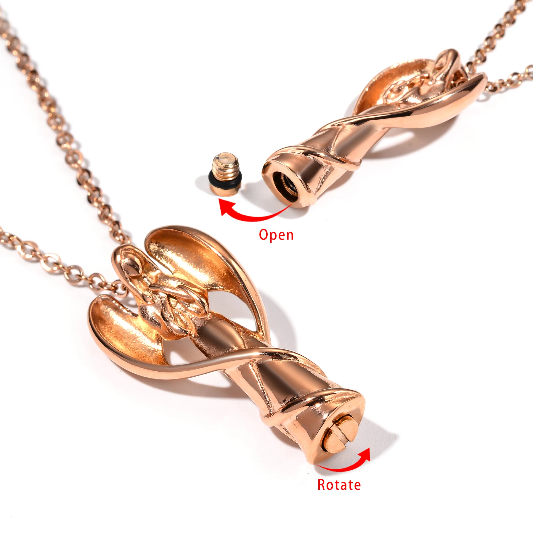Edelstahl-Engel-Urne für Asche, Gedenkschmuck für Männer und Frauen – Detail 2