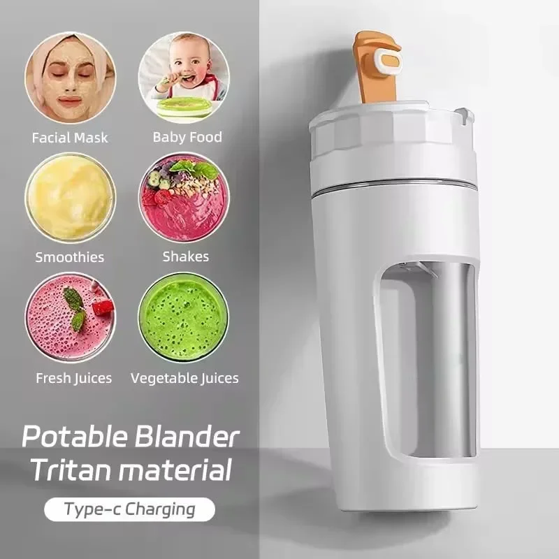 ポータブル充電式ジューサー,電気ミニジュース抽出器,4ブレードナイフ,ジュースマシン,600ml