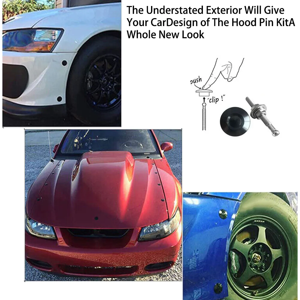 4 Set Car Hood lock Bumper Quick Release Fasteners Set For Bumpers Trunk Hatch Lids Push-Button Release Latches Fasteners