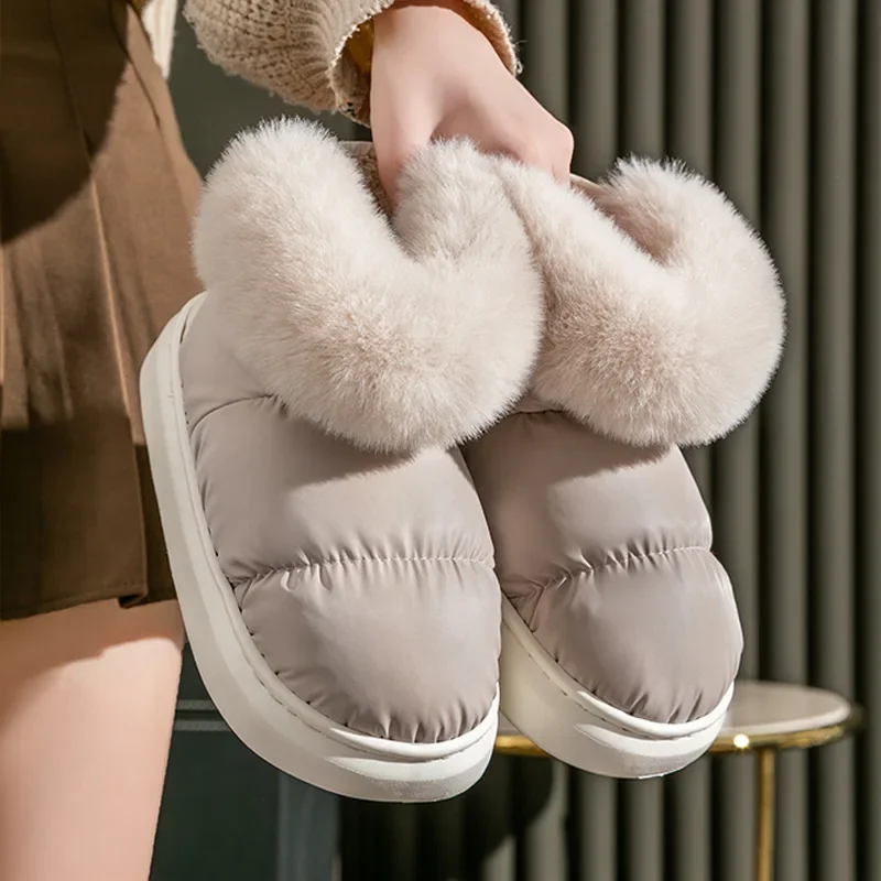 

Platforms Ankle Boots Female Winter Designer Luxury Snow Booties Warm Fluffy Shoes Women Flats House Fashion Popular Footwear