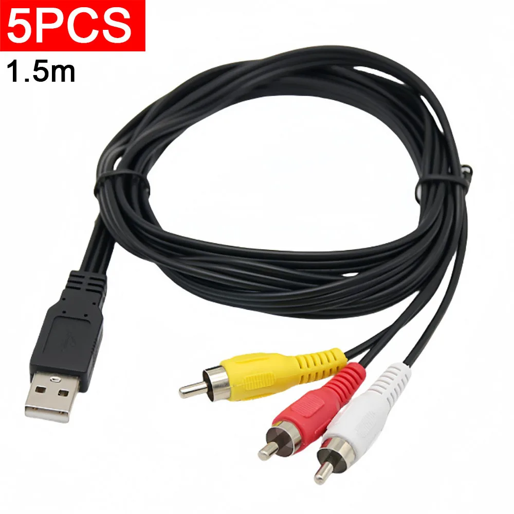 

5pcs Usb to Three RCA Audio Video Cord Line For Set-top Box DVD Usb Male to Three 3 RCA Male Video Audio cable Wire Usb M RCA