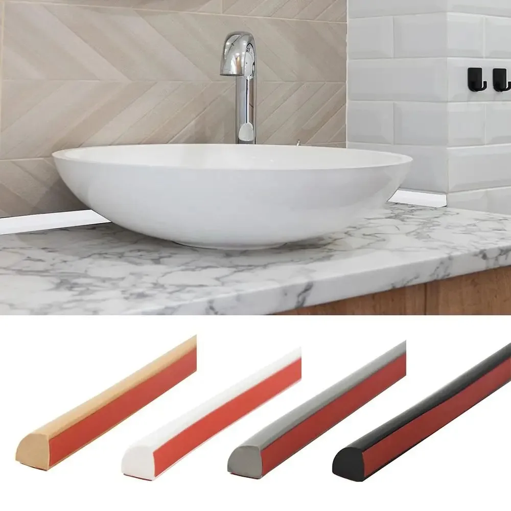 1Roll 78.74In Self-adhesive Bathroom Water Stopper Scalloped Corner Line Countertop, Wall, Ceiling Edge Decorative Strips