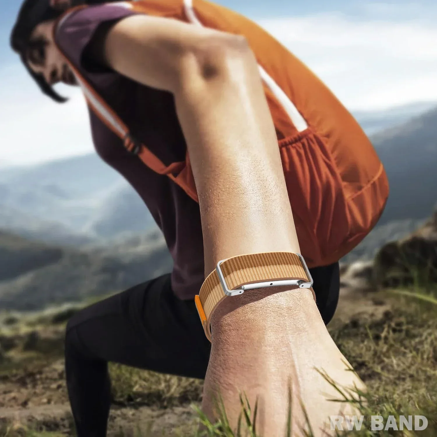 Nylon-Schlaufenarmband für FitbitAir Smartwatch, atmungsaktives Sportarmband Correa + Metallgehäuse zum Schutz für Google Fitbit AIR – Detail 1