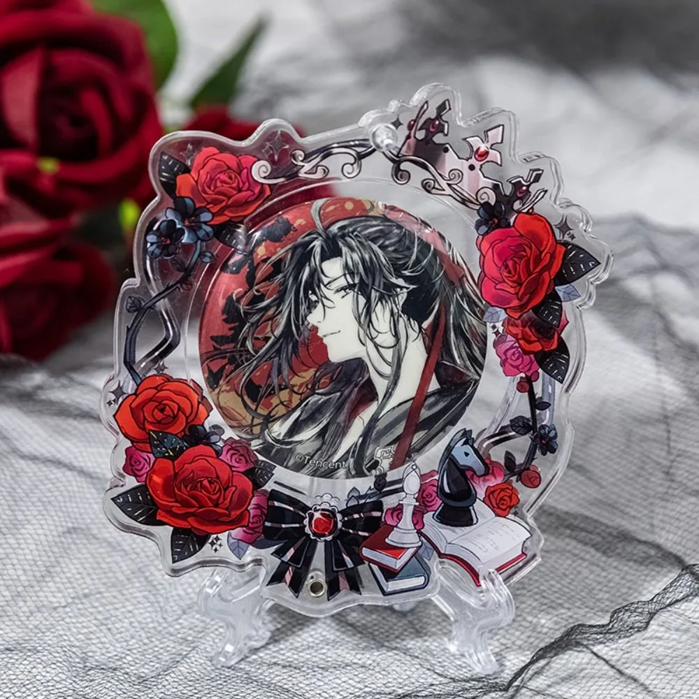 

Badge Protector Anime Badge Holder Clear Creative Acrylic Badge Flower Transparent with Chain Pins Display Base Backpack Decor