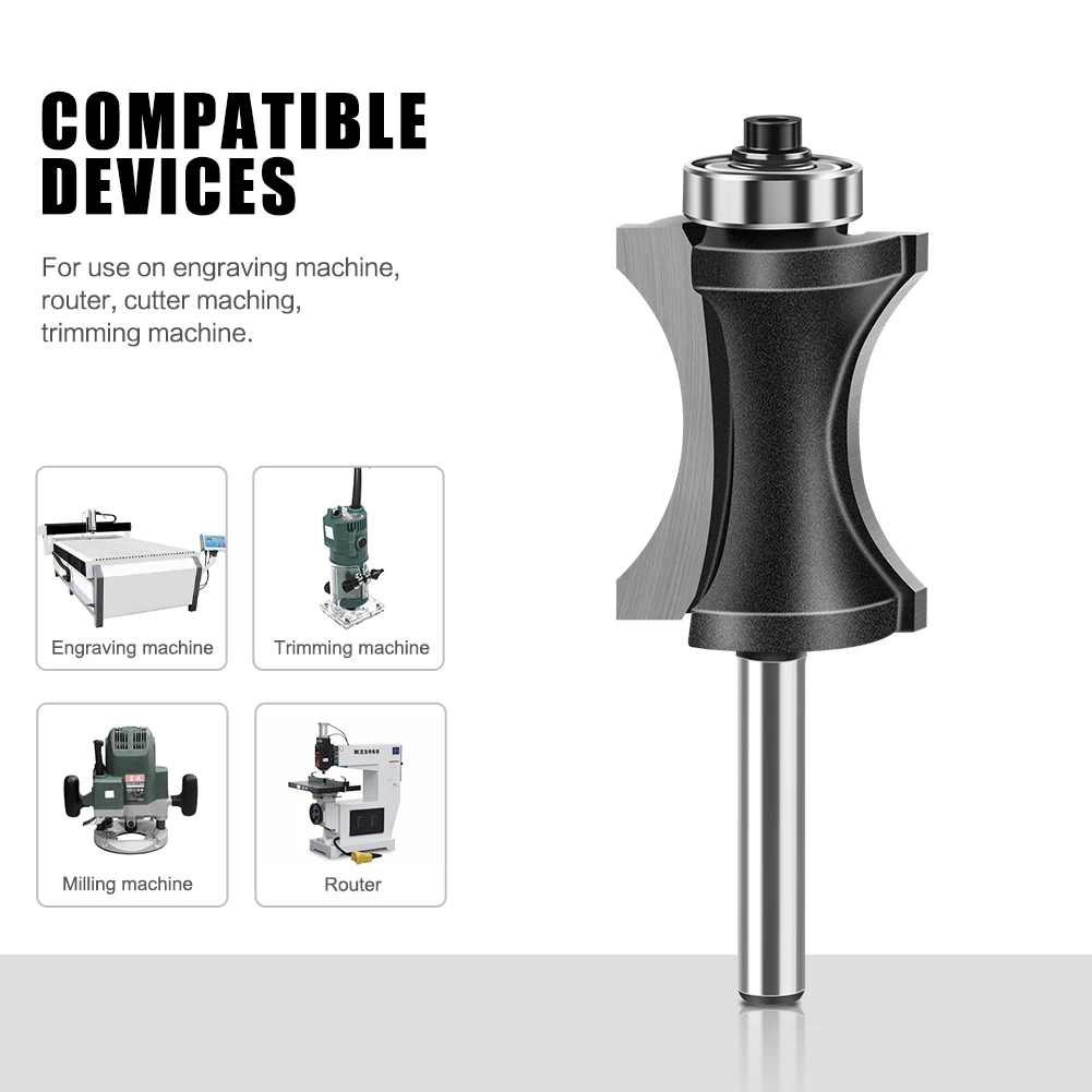 6mm 12mm 1/4' 1/2' Shank Half Round Bit Convex Edging Bits for Wood End Mill Woodworking Tool Industrial Grade Milling Cutter