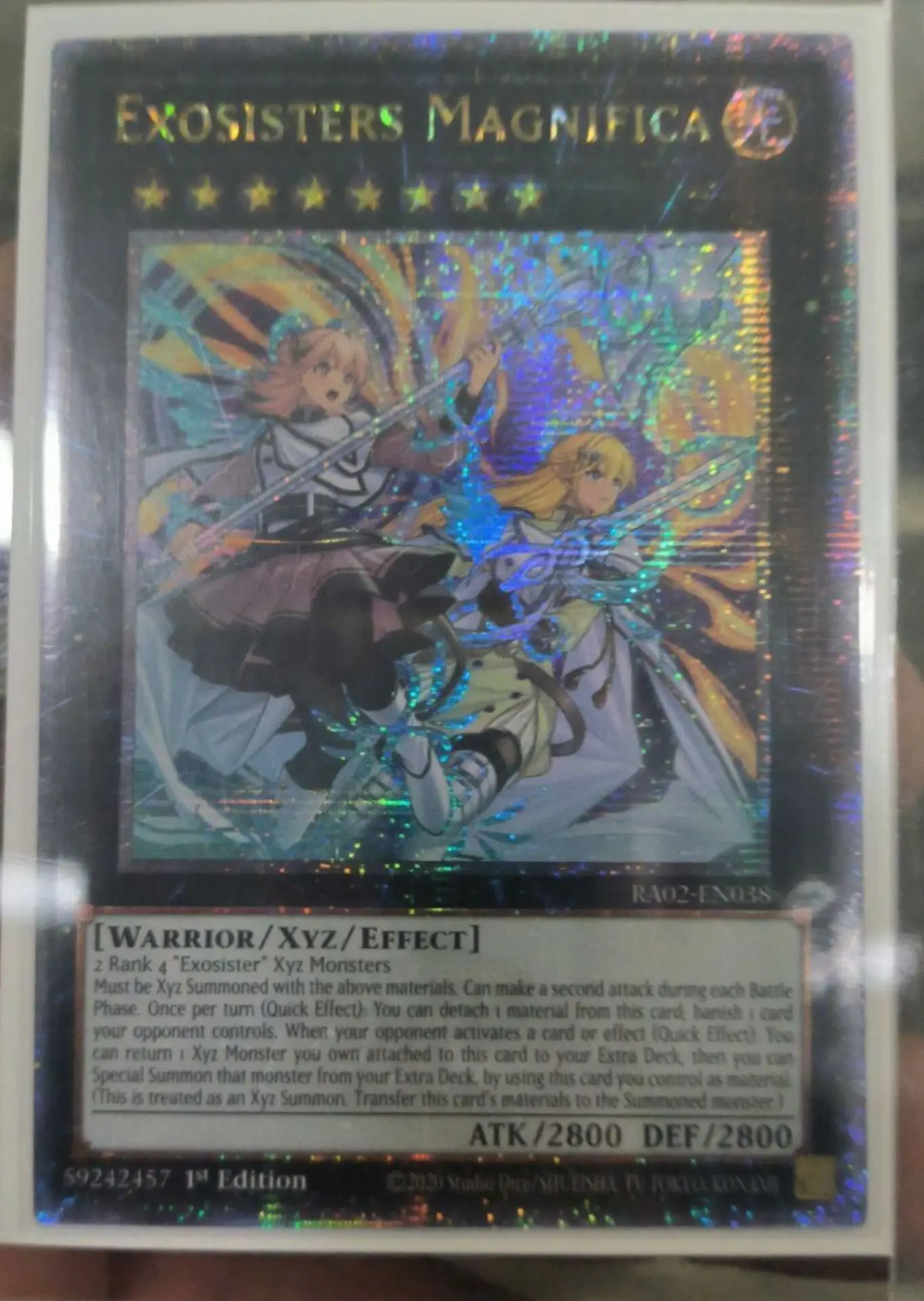 Yugioh KONAMI Duel Monsters RA02-EN038 Exosisters Magnifica 25th Quarter Century Secret English TCG Collection Mint Card