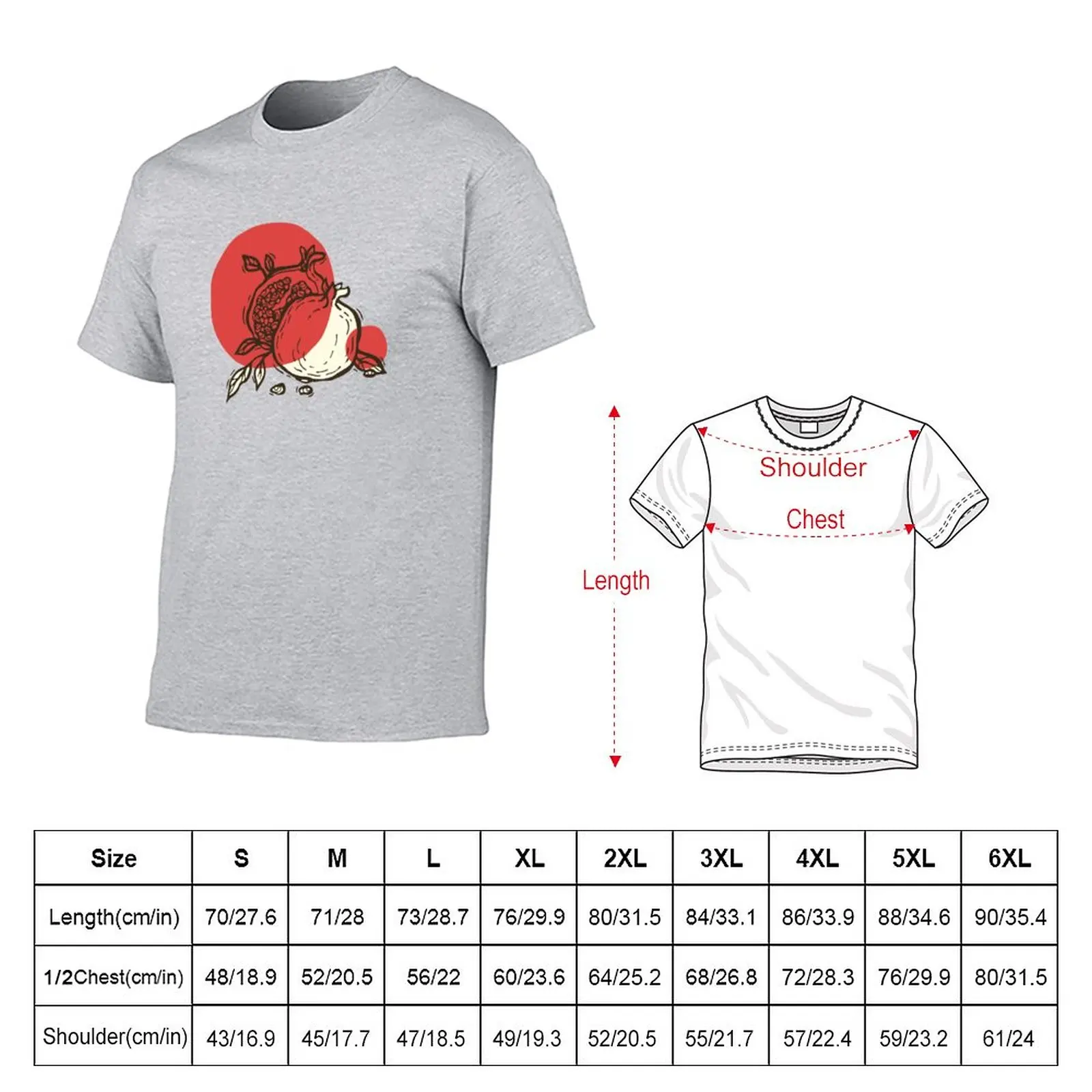 Decorative pomegranates T-Shirt korean fashion summer clothes Short t-shirt t shirts for men cotton