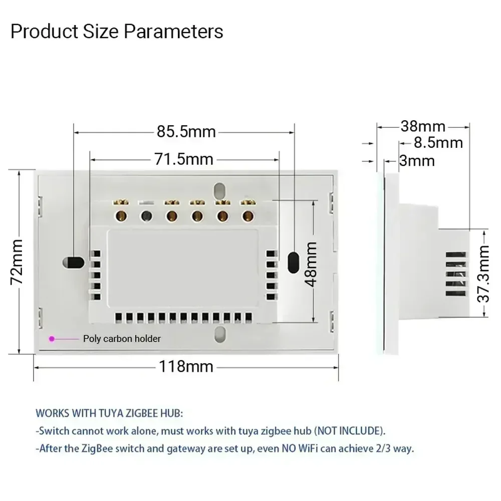 Melery zigbee interruptor de luz inteligente sensor toque vidro ouro 2/3 vias controlador sem fio remoto por alexa google casa tuya smartlife
