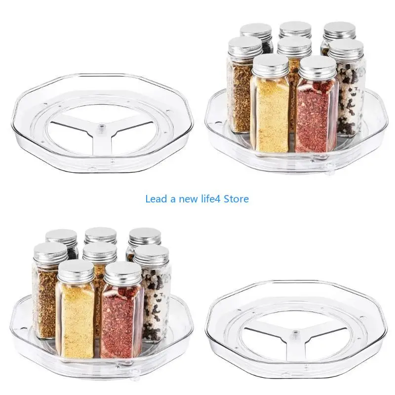 

Y55E 4x Spice Rack Turntable Kitchen Organiser Smooth Rotation Condiment Holder