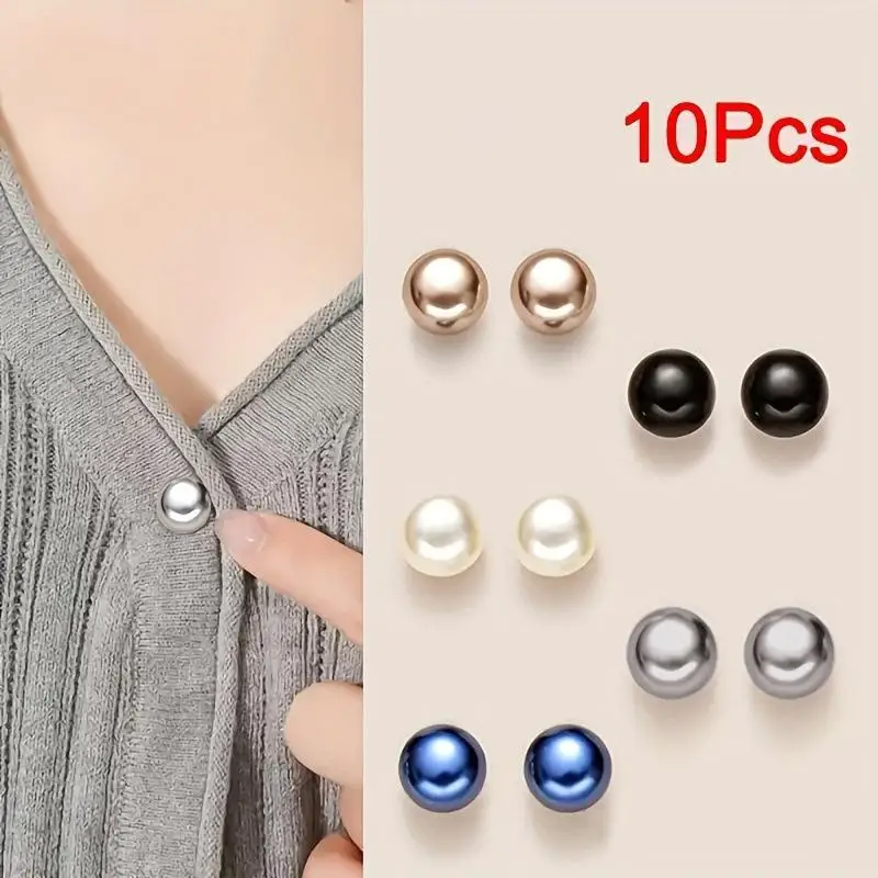 10pcs Pearl Button Pins for DIY Shoe and Hat Decoration Elegant Safety Button Covers for Fashion Crafts
