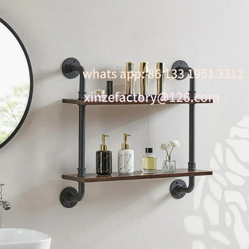 

Customizable Storage Rack Rustic Wood Wall Shelves Organizer Rack Multi-layer Design Strong Load-bearing