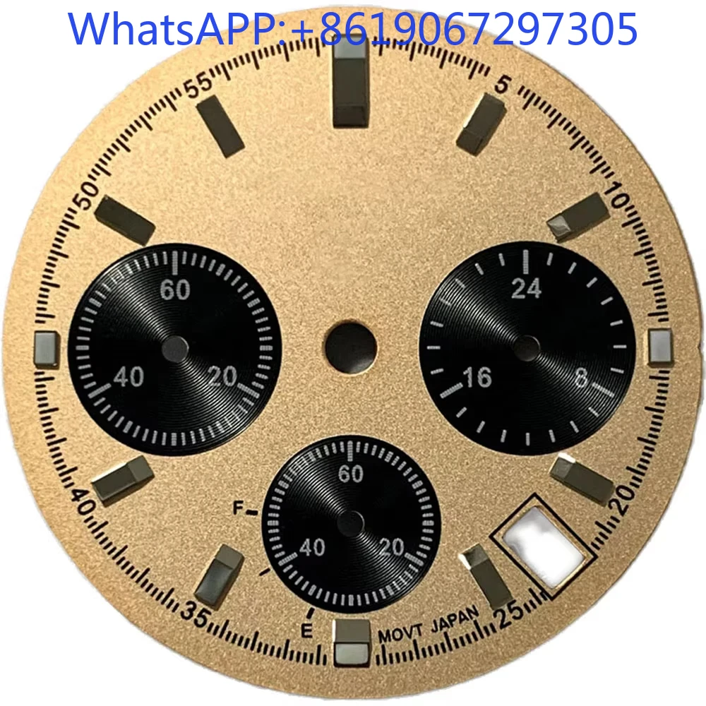 단일 마커 3 눈 빈티지 시계 다이얼 VK63 석영 운동 모드 부품에 적합 Creative Sunburst Matte Green Lume