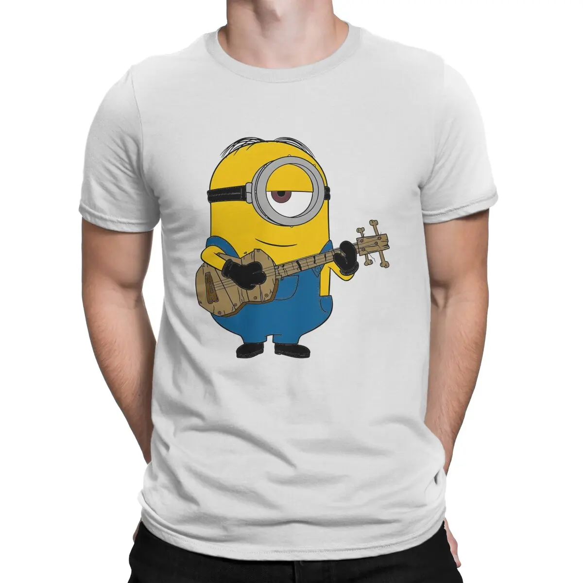 Play Guitar Men T Shirts M-Minions Casual Tee Shirt Short Sleeve Crew Neck T-Shirt Cotton Summer Clothes