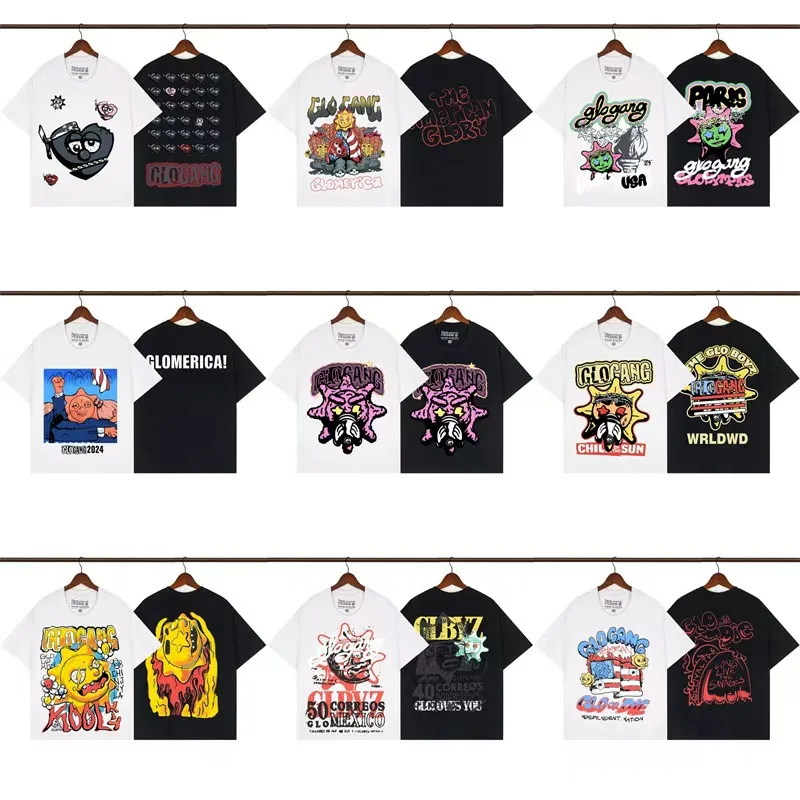 

GLO GANG European and American Street Trendy Cartoon Printed High Quality Cotton Short sleeved T-shirt for Men