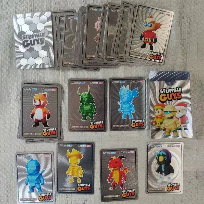 55-27PCS Stumble Guys Card English Gold Silver Black Colorful Anime Foil Shiny Collection Flash Figure Trading Board Game Card