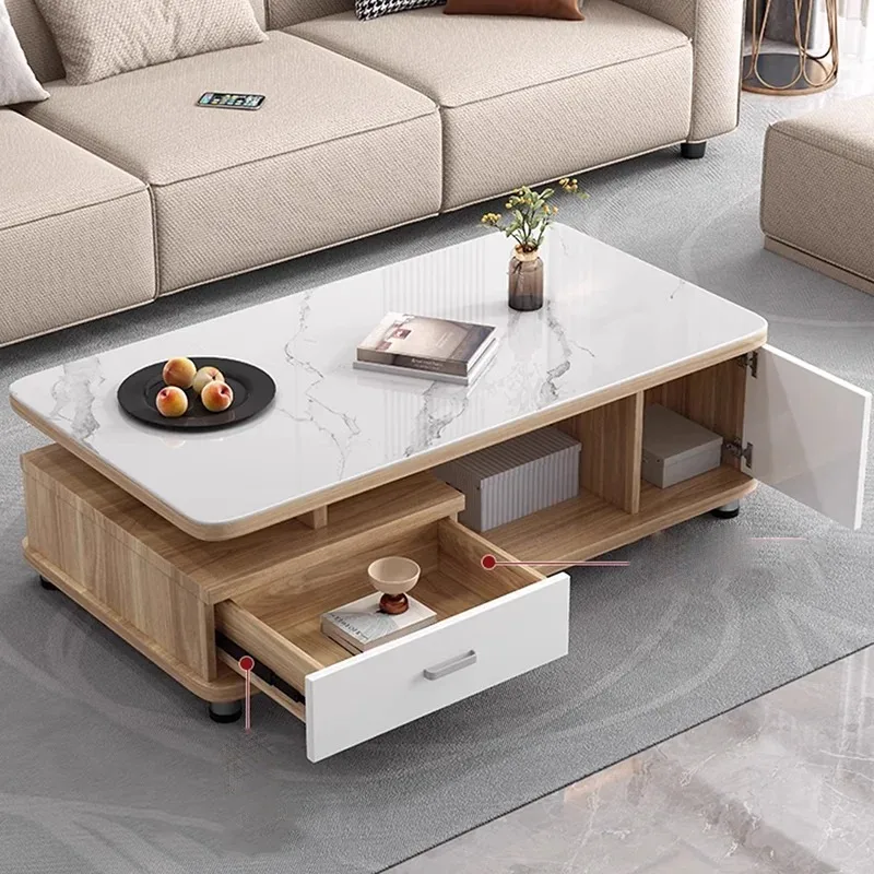 

Aesthetic Decoration Coffee Table Modern Storage Drawers Living Room Standing Side Table Moving Kaffee Tische Home Products