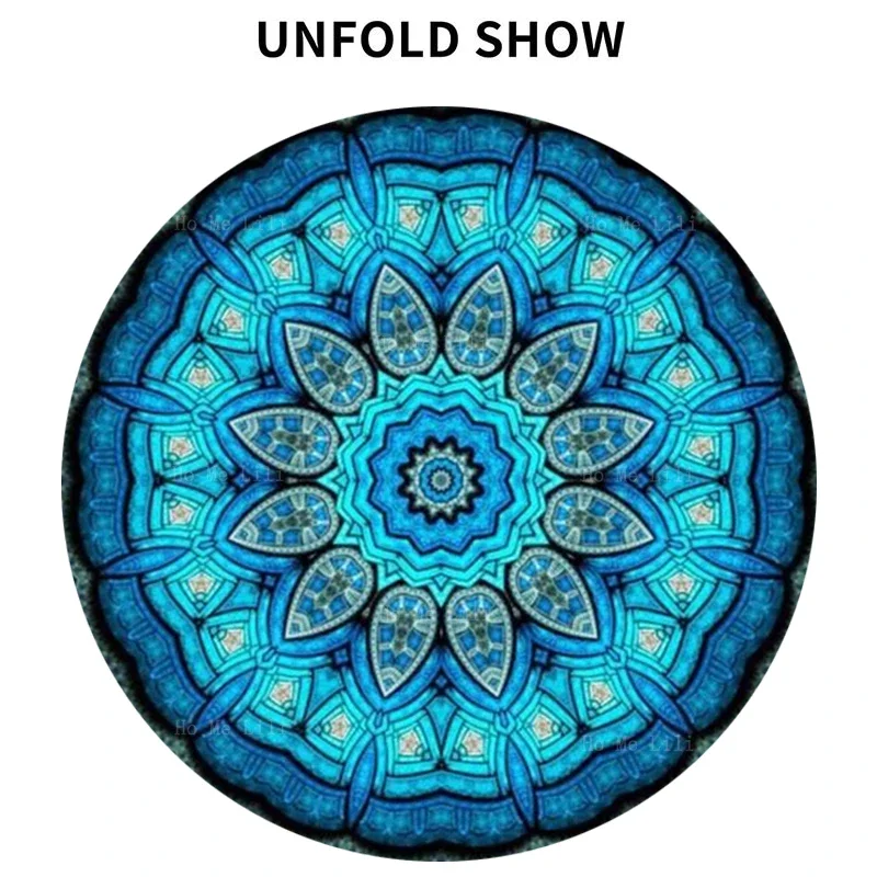 مفرش مائدة ماندالا مخدر دائري ، ديكور طاولة زهور ، زهرة الحياة بوهيميا ، أوهام بصرية ، فن ميسلسم ، By Ho Me Lili